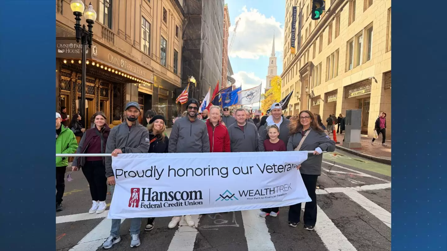 Hanscom Federal Credit Union marches in Boston Veterans Day Parade